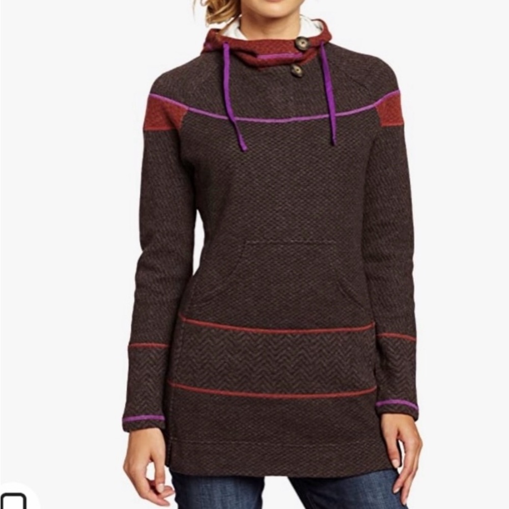 (S) Prana Caitlyn Tunic Sweater, Espresso, Wool Blend
